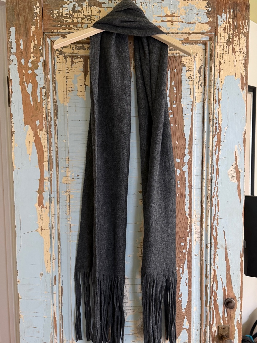 Lucky Brand Charcoal Gray Fringe Scarf